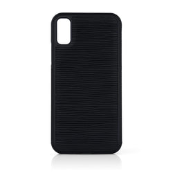 Coque iPhone Cuir Veau Noir Épi - Access Chic