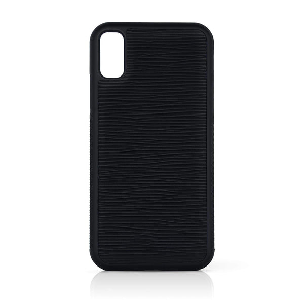 Coque iPhone Cuir Veau Noir Épi - Access Chic