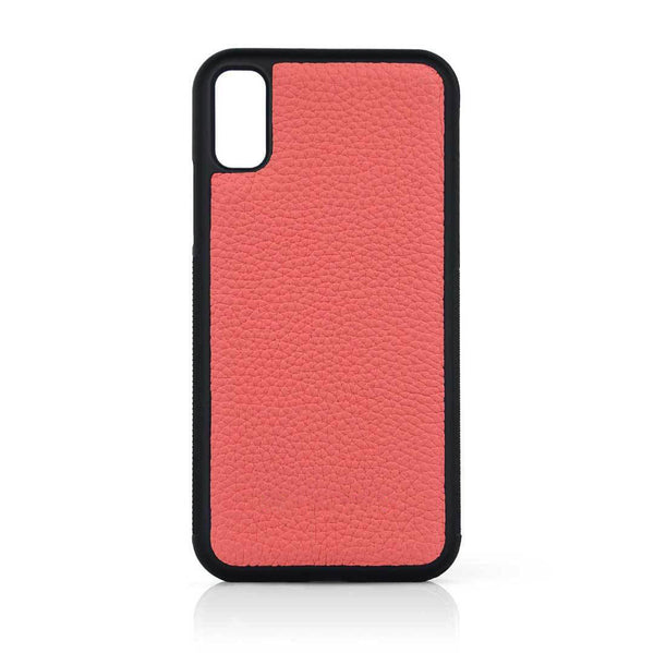 Coque iPhone Cuir Veau Rose Corail - Access Chic