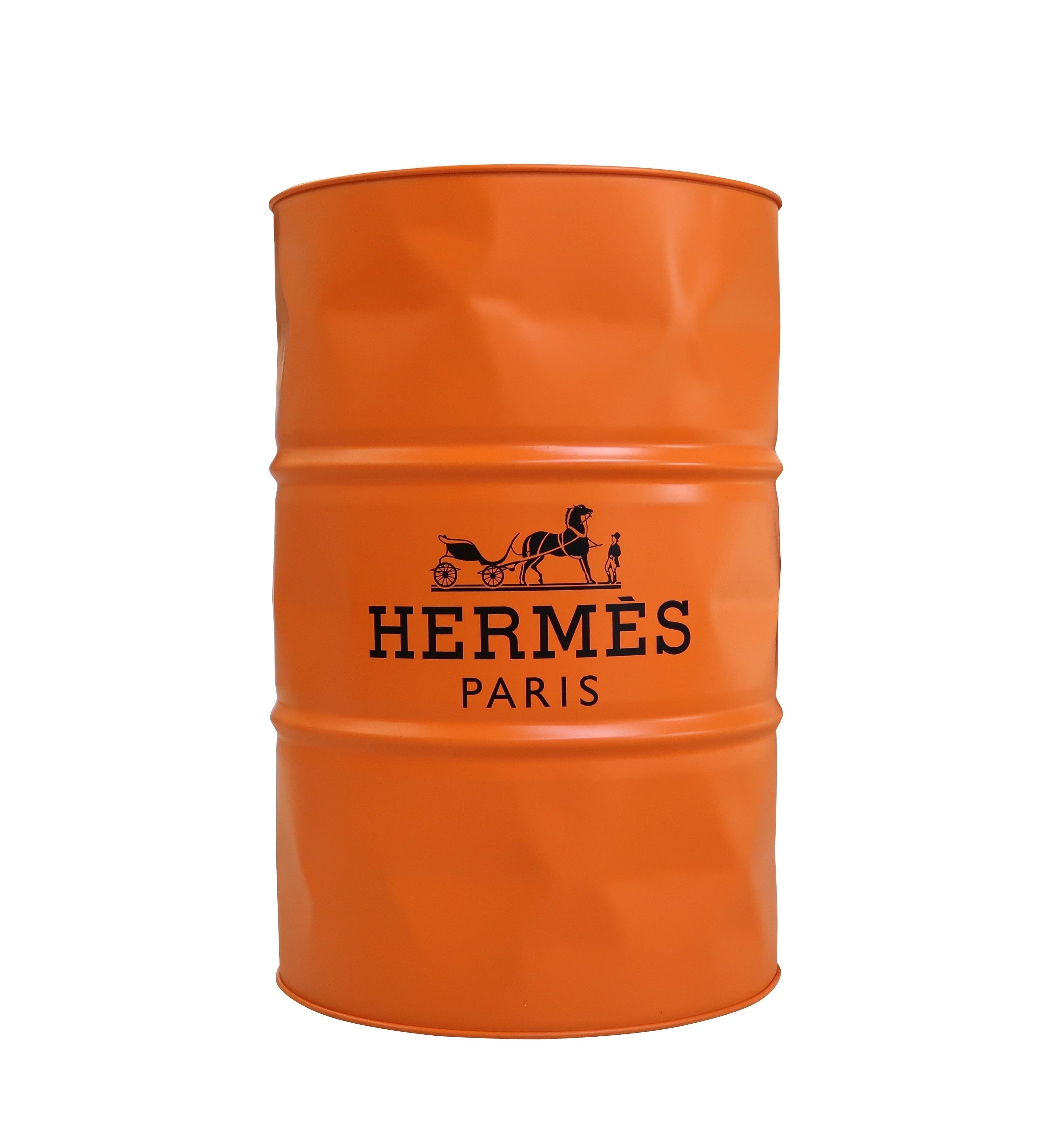 Tonneau Ouvert Baril Fût de Décoration Orange Hermes